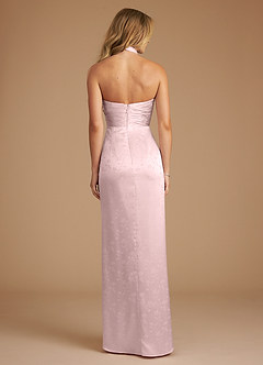 Azazie Jemma Bridesmaid Dresses Peony Pink Floral Jacquard Sheath Pleated Floral Jacquard Dress image2