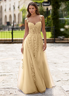 Dreamscape Champagne A-line Prom Dress image3