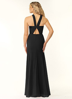 Azazie Rue Bridesmaid Dresses Black A-Line Halter Chiffon Dress image3