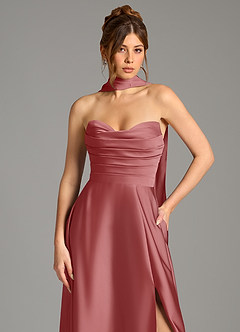 Azazie Ayla Abiti da Damigella Abito A-Line in Raso Elasticizzato Corsetto Rosa Antica image2