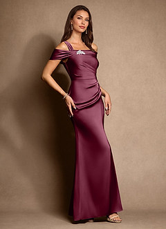 Azazie Altonia Moeder van de bruid jurken Zeemeermin Jurk van Stretch Satijn Off the Shoulder Moerbei image2