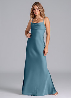 Azazie Seema Brautjungfernkleider Meerjungfrau-Linie Korsett Stretch-Satin Kleid Bermudablau image4