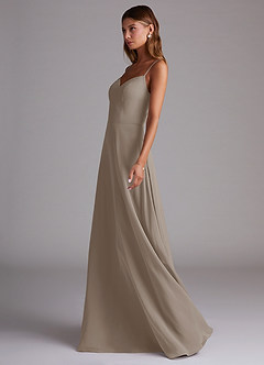 Azazie Marley Bridesmaid Dresses Taupe A-Line Off the Shoulder Chiffon Convertible Dress image6