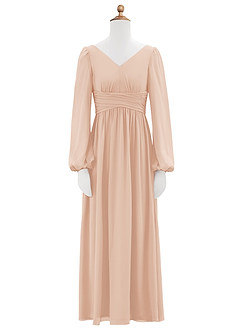 Azazie Norah Junior English Rose A-Line Pleated Chiffon Dress image6