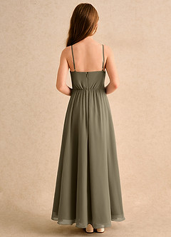 Azazie Twilight Dance Girls Formal Flower Girl Dresses Willow Green A-Line Pleated Chiffon Dress image2