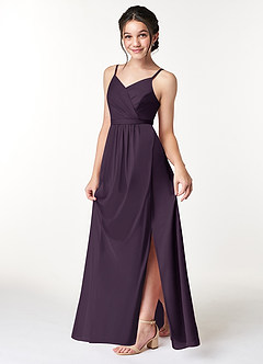 Azazie Luxy Junior Plum Pleated Mesh Dress image4
