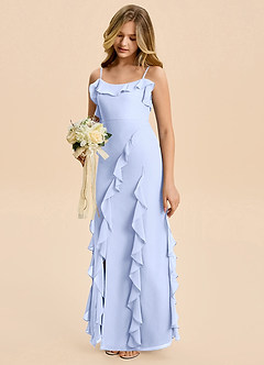 Azazie Phoebe Junior Osłona Marszczony Szyfon Długość podłogi Młodsza druhna Sukienka image5