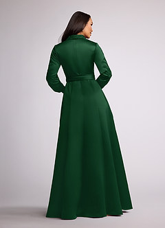 Azazie Ruth vestidos de madre de la novia Vestido de Verde Oscuro de Satin Mate de Corte En A con Encaje image4