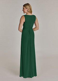 Azazie Manuella vestidos de madre de la novia Vestido de Verde Oscuro de Gasa de Corte En A con Cuello en V plisado image6
