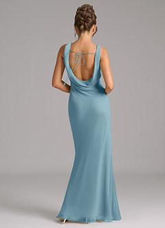 Azazie Rylina Bridesmaid Dresses Moody Blue Mermaid Pleated Chiffon Dress image6
