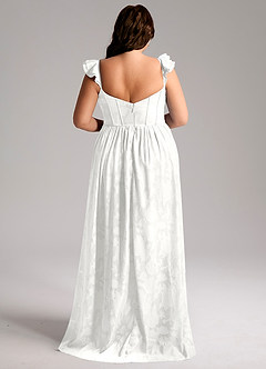 Azazie Denisse Robes de demoiselle d'honneur Robe Trapèze en Blumen-Burnout Rayé Blanc image8