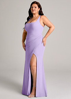 Azazie Mero Bridesmaid Dresses Lilac Sheath Pleated Chiffon Dress image12