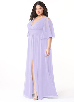 Azazie Temeka Brautjungfernkleider A-Linie Gestreift Chiffon Kleid Flieder image9