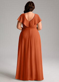 Azazie Lainey Bridesmaid Dresses Burnt Orange A-Line with Pockets Chiffon Dress image2