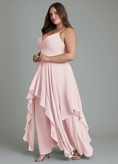 Azazie Zaina Bridesmaid Dresses Blushing Pink A-Line Chiffon Dress image11