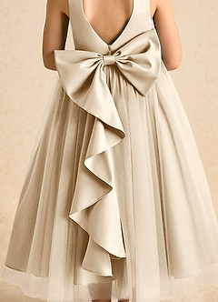 Azazie Solia Blumenmädchenkleider Ballkleid Schleifen Tüll Kleid Champagner image7