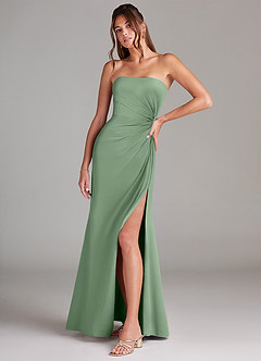 Azazie Aliani Bridesmaid Dresses Matcha Sheath Strapless Chiffon Convertible Dress image4