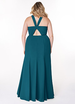 Azazie Rue Bridesmaid Dresses Ink Blue A-Line Halter Chiffon Dress image8