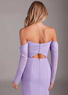 Azazie Hallie Bridesmaid Dresses Lilac Mermaid Long Sleeve Chiffon Dress image7