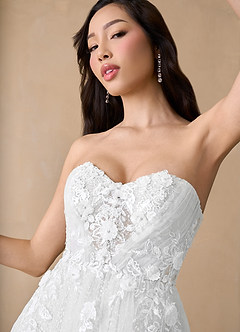 Azazie Seradine Wedding Dresses Diamond White A-Line Off the Shoulder Beading Dress image7