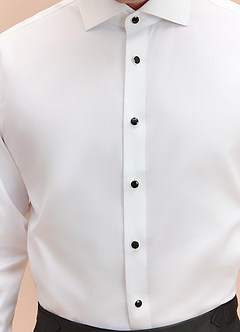 front Henry Vit Strykfri smokingskjorta i 100 % bomull med nitar framtill