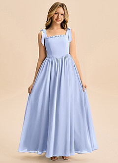 Azazie Delia Junior Abito A-Line in Chiffon Fiocco Ghiaccio image3