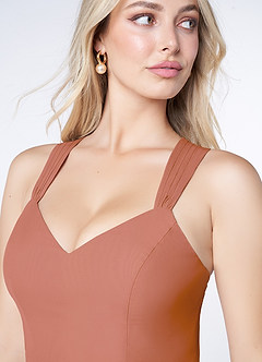 Azazie Jane Bridesmaid Dresses MAI TAI A-Line V-Neck Pleated Chiffon Dress image4
