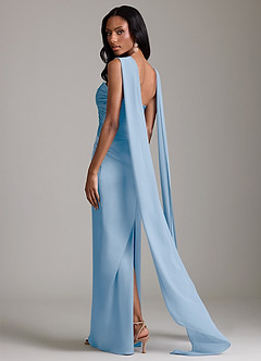 Azazie Sonora Vestidos de damas de honor Vestido de Azul Pálido de Satén Elástico de Corte Recto con Sin tirantes image2