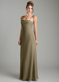 Azazie Ellia Brautjungfernkleider A-Linie Schleifen Chiffon Kleid Weidengrün image3