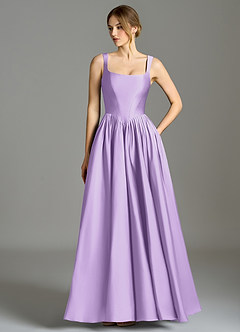 Azazie Verina Bridesmaid Dresses Lilac A-Line Pleated Stretch Satin Dress image1