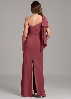 Azazie Capri Bridesmaid Dresses Merlot A-Line One Shoulder Chiffon Dress image2