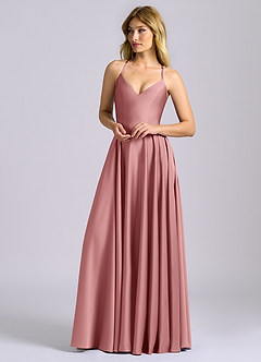 Azazie Truce Bridesmaid Dresses Dusty Rose A-Line Stretch Satin Dress image4