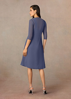 Azazie Olivia Mother of the Bride Dresses Stormy A-Line Square Neckline Pleated Chiffon Dress image2