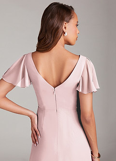 Azazie Soren Bridesmaid Dresses Blushing Pink A-Line Ruched Chiffon Dress image7