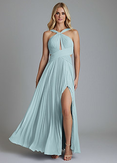 Azazie Hosanna Bridesmaid Dresses Mist A-Line Pleated Chiffon Dress image6
