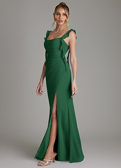 Azazie Jessamine Bridesmaid Dresses Dark Green Mermaid Corset Chiffon Dress image5