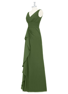 Azazie Julianna Brautjungfernkleider A-Linie Chiffon Kleid Olivgrün image8