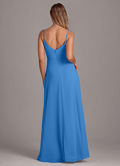Azazie Amina Robes de demoiselle d'honneur Robe Trapèze en Mousseline de soie Geai Bleu image2