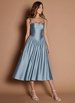 Ottilie Powder Blue Pleated Midi Dress image4