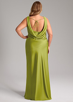Azazie Rylina Bridesmaid Dresses Lemongrass Mermaid Stretch Satin Dress image9