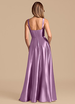 Azazie Shaude Bridesmaid Dresses Wisteria A-Line Pleated Metallic Satin Dress image6