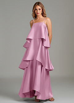 Azazie Azalea Bridesmaid Dresses Candy Pink A-Line Ruched Stretch Satin Dress image5