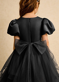 Azazie Cocoa Abiti da Ragazza di Fiori Abito Principessa in Tulle Plissettato Nero image9