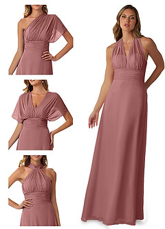 Azazie Fifi Bridesmaid Dresses A-Line Convertible Chiffon Floor-Length Dress image7