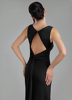 Azazie Ariel Bridesmaid Dresses Black Mermaid Square Neckline Premium Stretch Jersey Dress image9