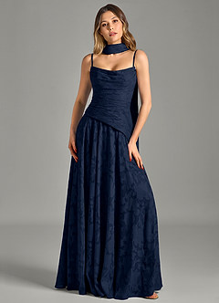 Azazie Gabriela Bridesmaid Dresses Dark Navy A-Line Strapless Floral Burnout Dress image6