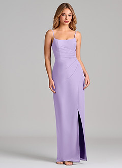 Azazie Calandra Brautjungfernkleider Etui Plissee Chiffon Kleid Flieder image5