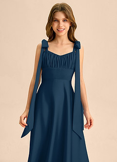 Azazie Halley Junior Klä av A-Line i Stretch Satin Rosett image6