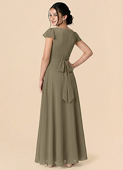 Azazie Payton Linia A Ukłon Szyfon Długość podłogi Młodsza druhna Sukienka image2