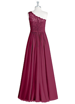Azazie Demi Brautjungfernkleider A-Linie One-Shoulder Chiffon Kleid Maulbeerrot image8
